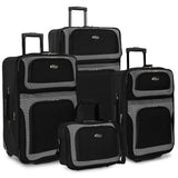 U.S. Traveler New Yorker Lightweight Expandable Rolling Luggage, Black, 4 - Piece Set