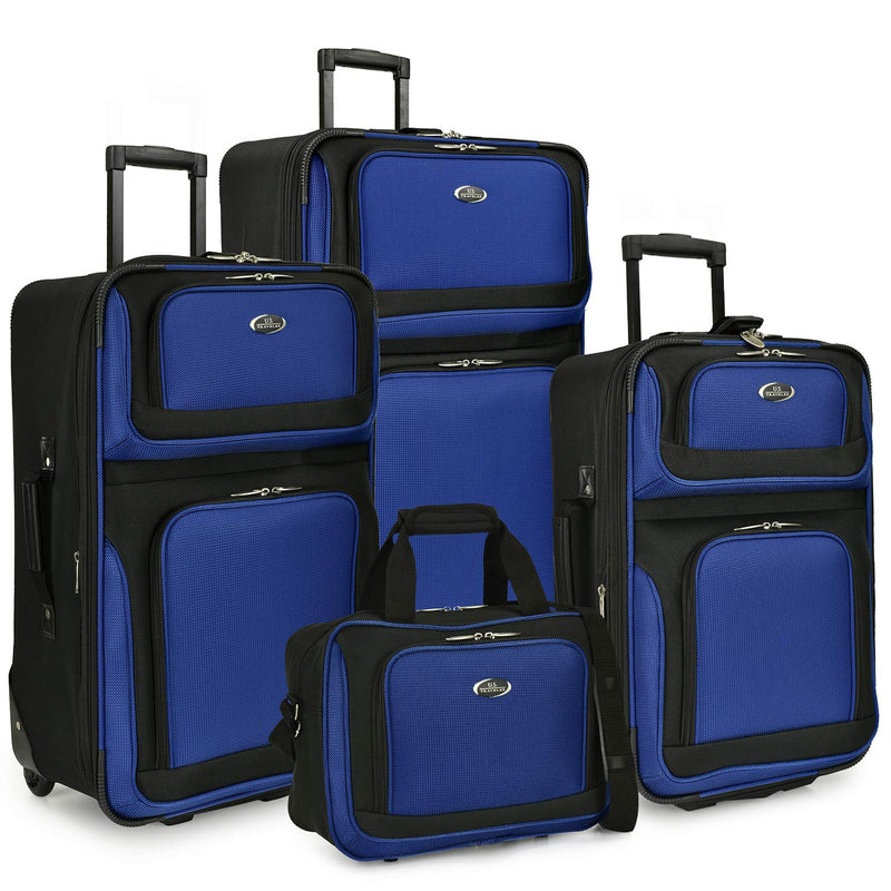 U.S. Traveler New Yorker Lightweight Expandable Rolling Luggage, Blue, 4 - Piece Set