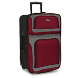 U.S. Traveler New Yorker Lightweight Expandable Rolling Luggage, Red/Gray, 4 - Piece Set