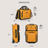 U.S. Traveler Rio Lightweight Softside Rolling Carry - on Suitcase, 2 - Wheel Set, Orange