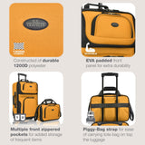 U.S. Traveler Rio Lightweight Softside Rolling Carry - on Suitcase, 2 - Wheel Set, Orange