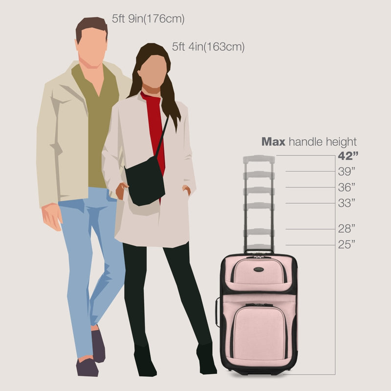 U.S. Traveler Rio Lightweight Softside Rolling Carry - on Suitcase, 2 - Wheel Set, Pink