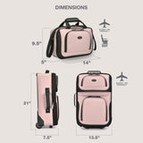 U.S. Traveler Rio Lightweight Softside Rolling Carry - on Suitcase, 2 - Wheel Set, Pink