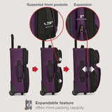 U.S. Traveler Rio Lightweight Softside Rolling Carry - on Suitcase, 2 - Wheel Set, Purple