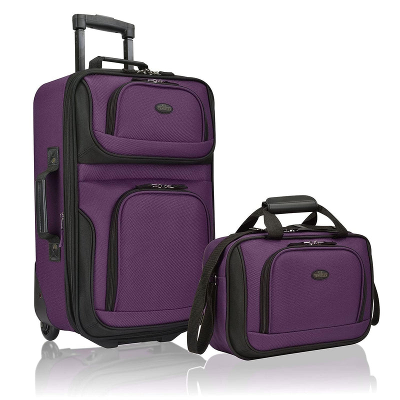 U.S. Traveler Rio Lightweight Softside Rolling Carry - on Suitcase, 2 - Wheel Set, Purple