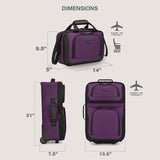 U.S. Traveler Rio Lightweight Softside Rolling Carry - on Suitcase, 2 - Wheel Set, Purple