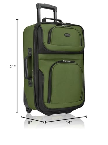 U.S. Traveler Rio Lightweight Softside Rolling Carry - on Suitcase, 2 - Wheel Single, Green
