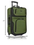 U.S. Traveler Rio Lightweight Softside Rolling Carry - on Suitcase, 2 - Wheel Single, Green