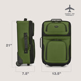 U.S. Traveler Rio Lightweight Softside Rolling Carry - on Suitcase, 2 - Wheel Single, Green