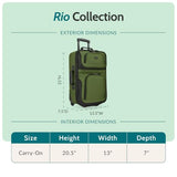 U.S. Traveler Rio Lightweight Softside Rolling Carry-on Suitcase, 2-Wheel Single, Pink