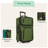 U.S. Traveler Rio Lightweight Softside Rolling Carry-on Suitcase, 2-Wheel Single, Pink