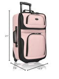 U.S. Traveler Rio Lightweight Softside Rolling Carry-on Suitcase, 2-Wheel Single, Pink