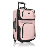 U.S. Traveler Rio Lightweight Softside Rolling Carry-on Suitcase, 2-Wheel Single, Pink