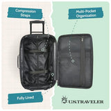 U.S. Traveler Rio Lightweight Softside Rolling Carry-on Suitcase, 2-Wheel Single, Pink