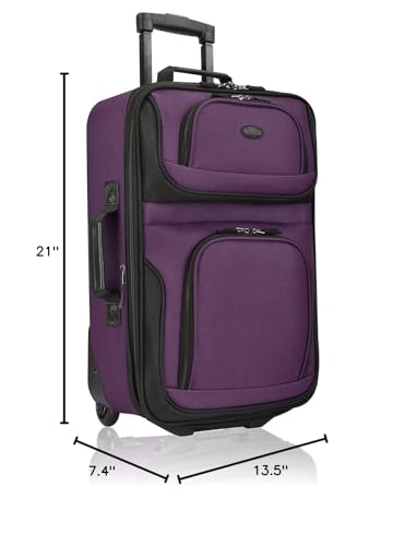 U.S. Traveler Rio Lightweight Softside Rolling Carry - on Suitcase, 2 - Wheel Single, Purple