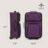 U.S. Traveler Rio Lightweight Softside Rolling Carry - on Suitcase, 2 - Wheel Single, Purple