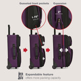 U.S. Traveler Rio Lightweight Softside Rolling Carry - on Suitcase, 2 - Wheel Single, Purple