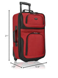 U.S. Traveler Rio Lightweight Softside Rolling Carry - on Suitcase, 2 - Wheel Single, Red