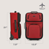U.S. Traveler Rio Lightweight Softside Rolling Carry - on Suitcase, 2 - Wheel Single, Red