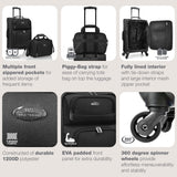 U.S. Traveler Rio Lightweight Softside Rolling Carry - on Suitcase, 4 - Wheel Set, Black
