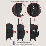 U.S. Traveler Rio Lightweight Softside Rolling Carry - on Suitcase, 4 - Wheel Set, Black