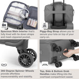 U.S. Traveler Rio Lightweight Softside Rolling Carry - on Suitcase, 4 - Wheel Set, Light Gray
