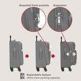 U.S. Traveler Rio Lightweight Softside Rolling Carry - on Suitcase, 4 - Wheel Set, Light Gray
