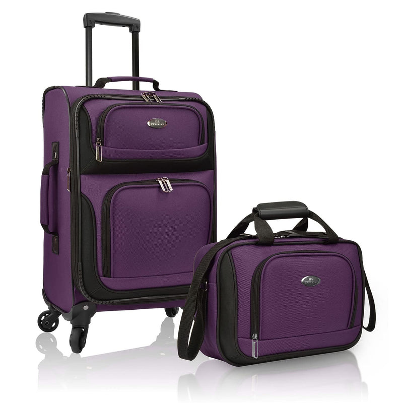 U.S. Traveler Rio Lightweight Softside Rolling Carry - on Suitcase, 4 - Wheel Set, Purple