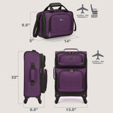 U.S. Traveler Rio Lightweight Softside Rolling Carry - on Suitcase, 4 - Wheel Set, Purple