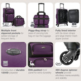U.S. Traveler Rio Lightweight Softside Rolling Carry - on Suitcase, 4 - Wheel Set, Purple