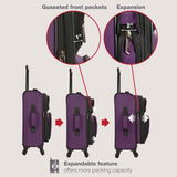 U.S. Traveler Rio Lightweight Softside Rolling Carry - on Suitcase, 4 - Wheel Set, Purple
