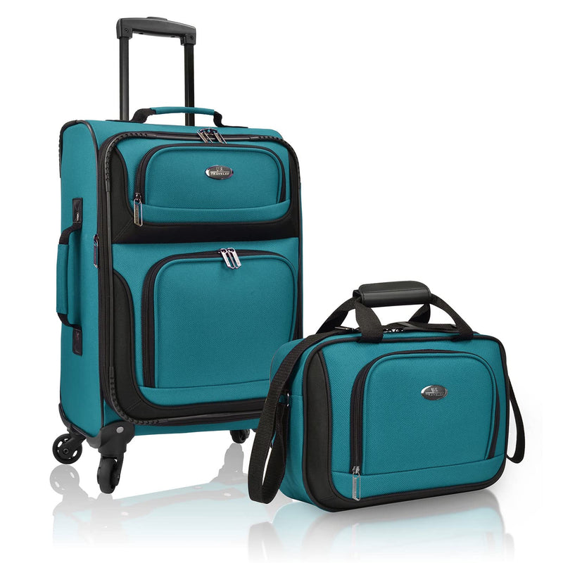 U.S. Traveler Rio Lightweight Softside Rolling Carry - on Suitcase, 4 - Wheel Set, Teal