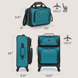 U.S. Traveler Rio Lightweight Softside Rolling Carry - on Suitcase, 4 - Wheel Set, Teal