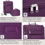 U.S. Traveler Rio Lightweight Softside Rolling Carry - on Suitcase, 4 - Wheel Single, Purple