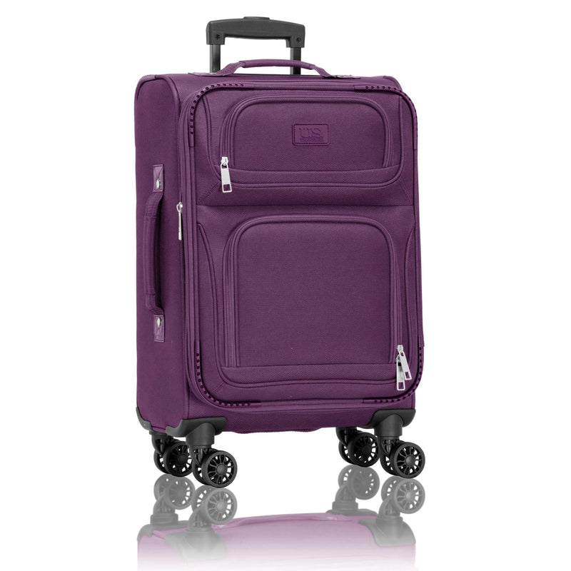 U.S. Traveler Rio Lightweight Softside Rolling Carry - on Suitcase, 4 - Wheel Single, Purple