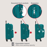 U.S. Traveler Rio Lightweight Softside Rolling Carry - on Suitcase, 4 - Wheel Single, Teal