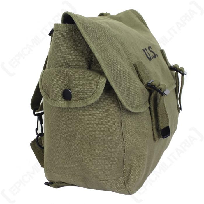 U.S. WW2 M1936 Musette Bag w/Shoulder Strap,WWII Shoulder Messenger Bag, Vintage Tactical Bags Military Crossbody Haversack (Green)