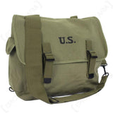 U.S. WW2 M1936 Musette Bag w/Shoulder Strap,WWII Shoulder Messenger Bag, Vintage Tactical Bags Military Crossbody Haversack (Green)