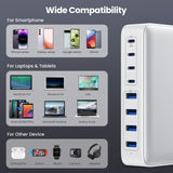 USB C Charger 200W USB C Charger Block,Upgraded GaN III 8 - Port Fast Charging Station Hub,PD 65W Laptop Charging Adapter Compatible with MacBook Pro/Air,DELL,Steam Deck,iPhone 16/15/14,Galaxy S23/22