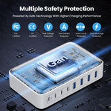 USB C Charger 200W USB C Charger Block,Upgraded GaN III 8 - Port Fast Charging Station Hub,PD 65W Laptop Charging Adapter Compatible with MacBook Pro/Air,DELL,Steam Deck,iPhone 16/15/14,Galaxy S23/22