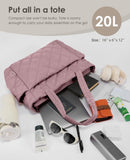 Uselike Tote Bag for Women, Lightweight Puffer Tote Work Bags with Compartments for Travel, Quilted Shoulder Bag with Zipper (Mauve Pink)