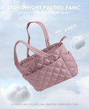 Uselike Tote Bag for Women, Lightweight Puffer Tote Work Bags with Compartments for Travel, Quilted Shoulder Bag with Zipper (Mauve Pink)