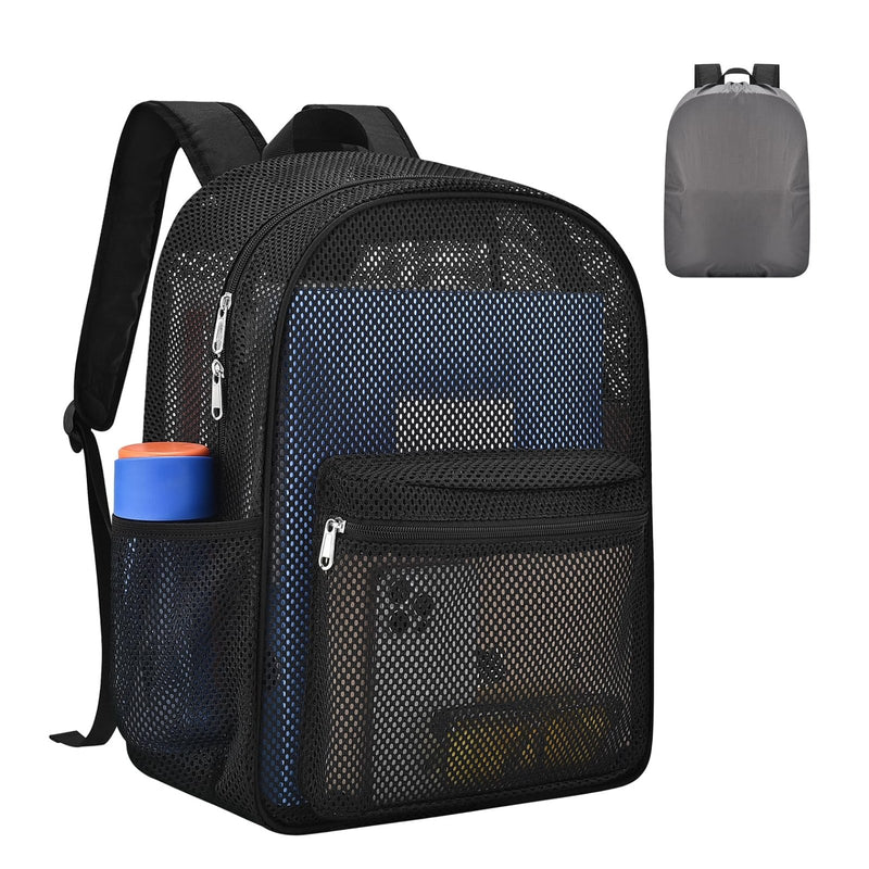 USPECLARE Heavy Mesh Backpack with Rain Cover,See Through Mesh Backpack for School,Beach,Gym,Swimming Equipment,Outdoor Sports