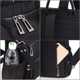 UTO Women Backpack Purse Nylon Fabric Ladies Fashion Designer Rucksack Convertible Travel Shoulder Bag with Tassel Black
