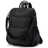 UTO Women Backpack Purse Nylon Fabric Ladies Fashion Designer Rucksack Convertible Travel Shoulder Bag with Tassel Black