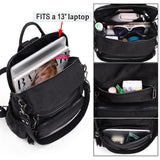 UTO Women Backpack Purse Nylon Fabric Ladies Fashion Designer Rucksack Convertible Travel Shoulder Bag with Tassel Black