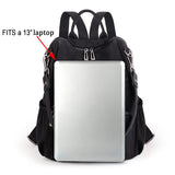 UTO Women Backpack Purse Nylon Fabric Ladies Fashion Designer Rucksack Convertible Travel Shoulder Bag with Tassel Black