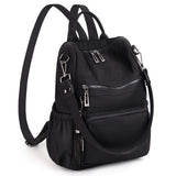 UTO Women Backpack Purse Nylon Fabric Ladies Fashion Designer Rucksack Convertible Travel Shoulder Bag with Tassel Black