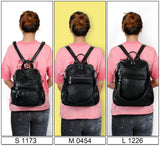 UTO Women Backpack Purse Nylon Fabric Ladies Fashion Designer Rucksack Convertible Travel Shoulder Bag with Tassel Black