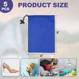 uxcell 5Pcs 210D Polyester Drawstring Bag with Toggle, 6 x 8 Inch Waterproof Travel Storage Bag Foldable Stuff Sack Cinch Sack for Gym Travel Hiking Yoga Clothes Organizer, Dark Blue